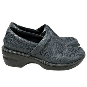 BOC Peggy Black gray Tooled Embossed Leather Clog size 7